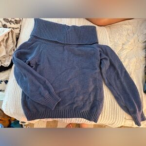 Abercrombie & Fitch Off Shoulder Sweater in Blue